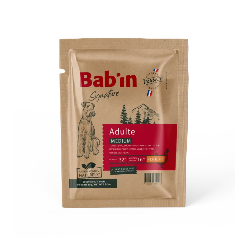 Bab'in Croquettes pour chien Medium Adulte - Poulet. Hautement digestible. Taux élevé de protéines de haute qualité.