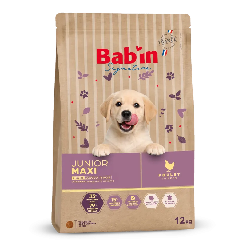 Croquettes chien Junior Maxi Poulet Babin | Croissance chiot grande race