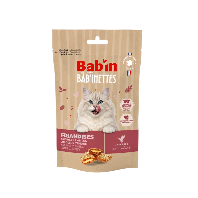 Friandises pour chat Bab’inette au Canard – Croustillantes, cœur fondant & faibles calories