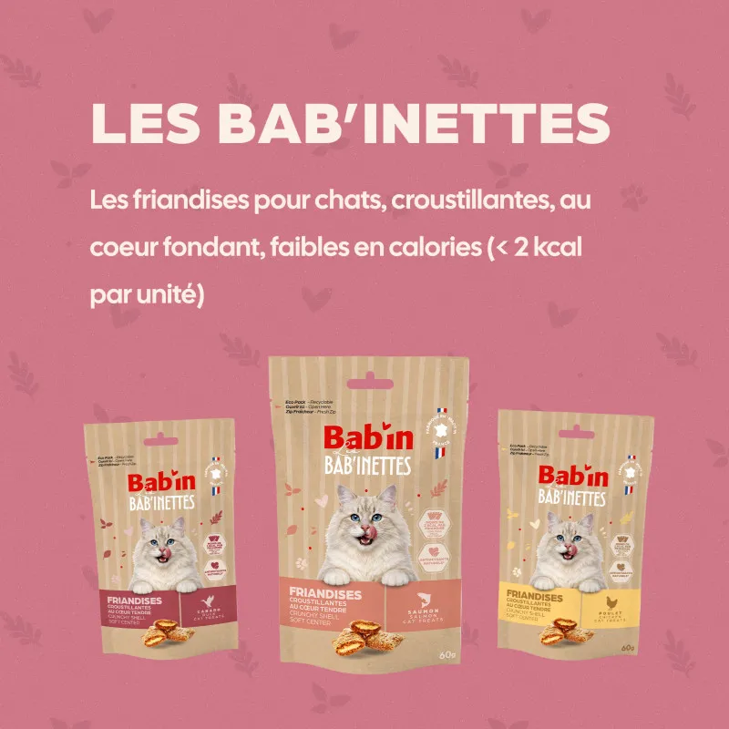 Friandises pour chat Bab’inette au Canard – Croustillantes, cœur fondant & faibles calories