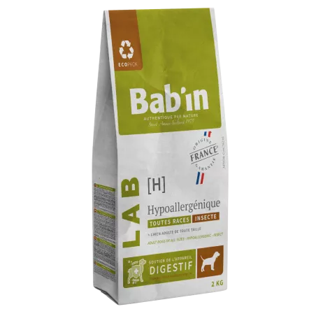 Bab'in Croquettes pour chien Adulte Hypoallergénique. Allergies alimentaires. Taux élevé de protéines de haute qualité.