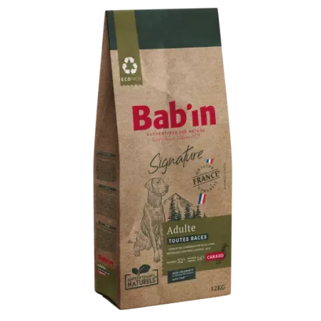Bab'in Croquettes pour chien Adulte toutes races - Canard. Hautement digestible. Taux élevé de protéines de haute qualité.