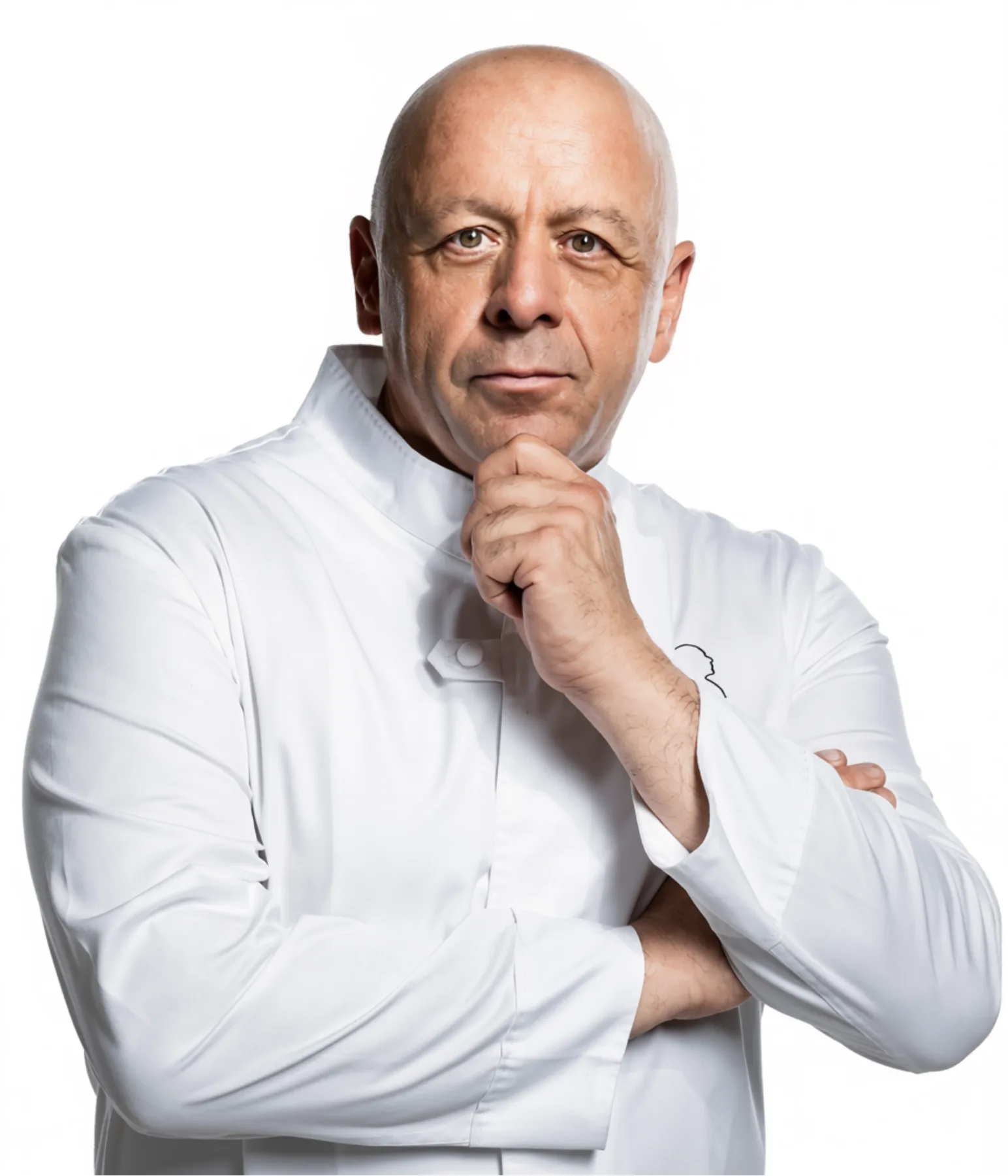 Thierry Marx en cuisine avec un chiot