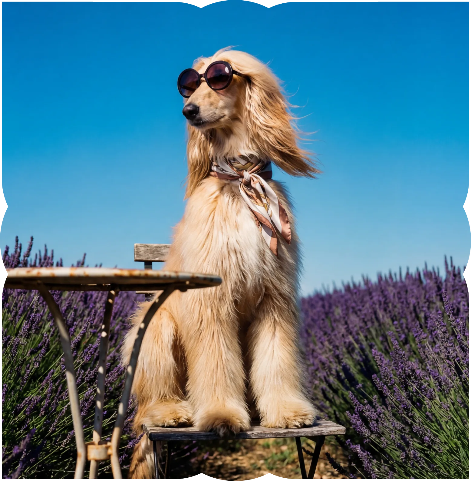 Un chien dans un champ de lavande